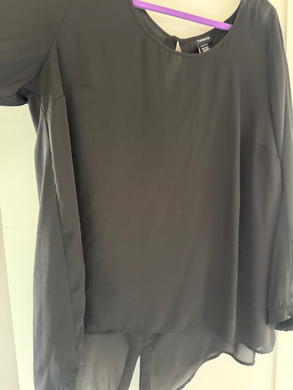 torrid Black Semi-Sheer Asymmetric Hem Top tunic blouse